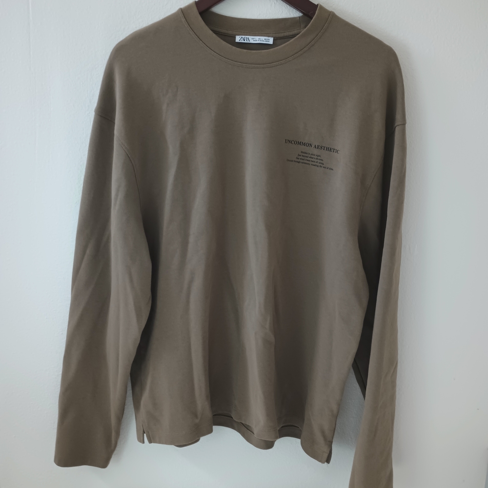 Zara Men's Tan Long Sleeve Tee